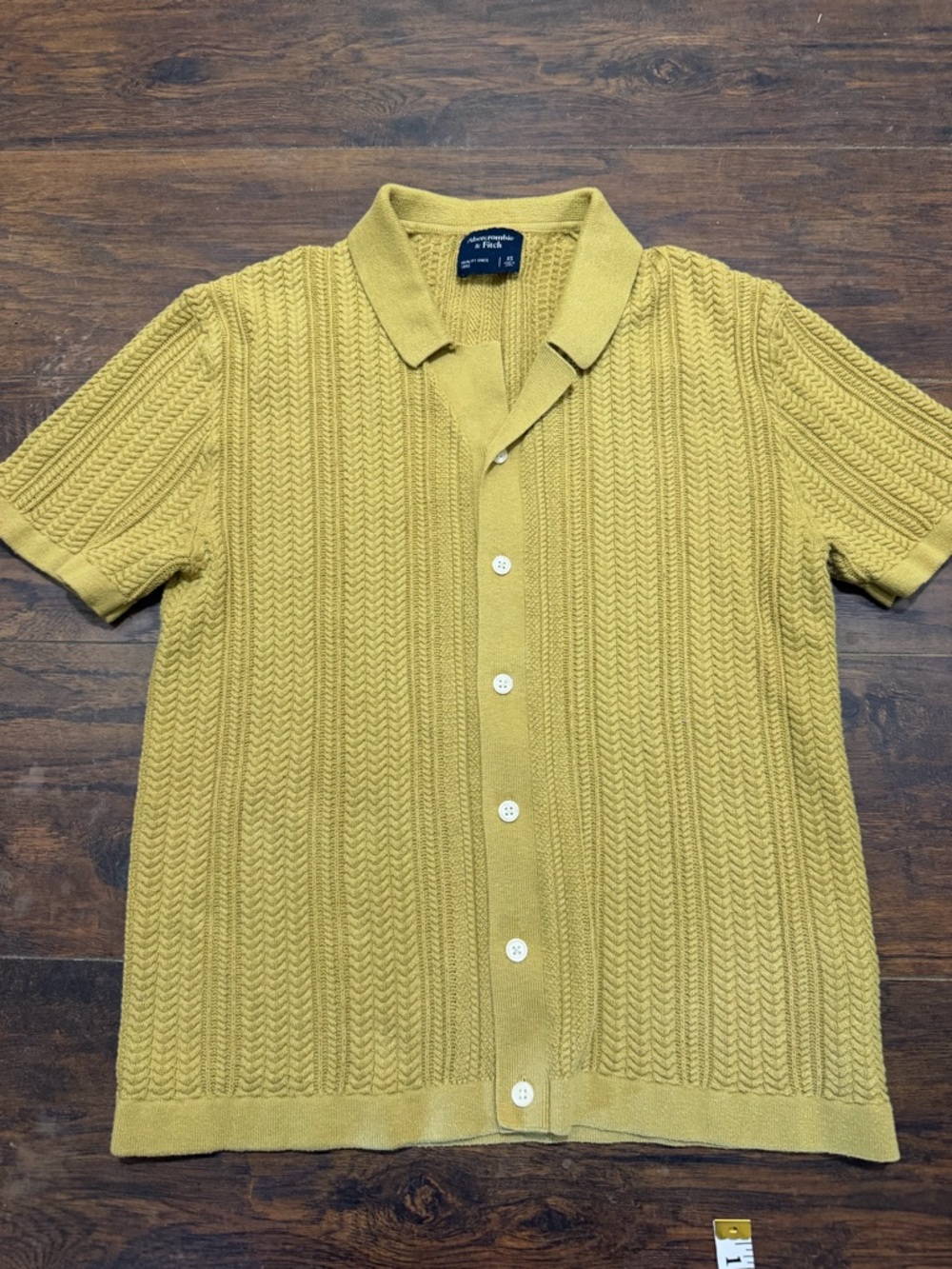 Abercrombie & Fitch Men’s Knit Cotton Sweater Polo Mustard Yellow Size XS